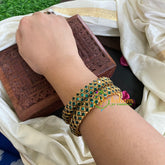 Kada Kundan Bangle -Green Ring-G4869